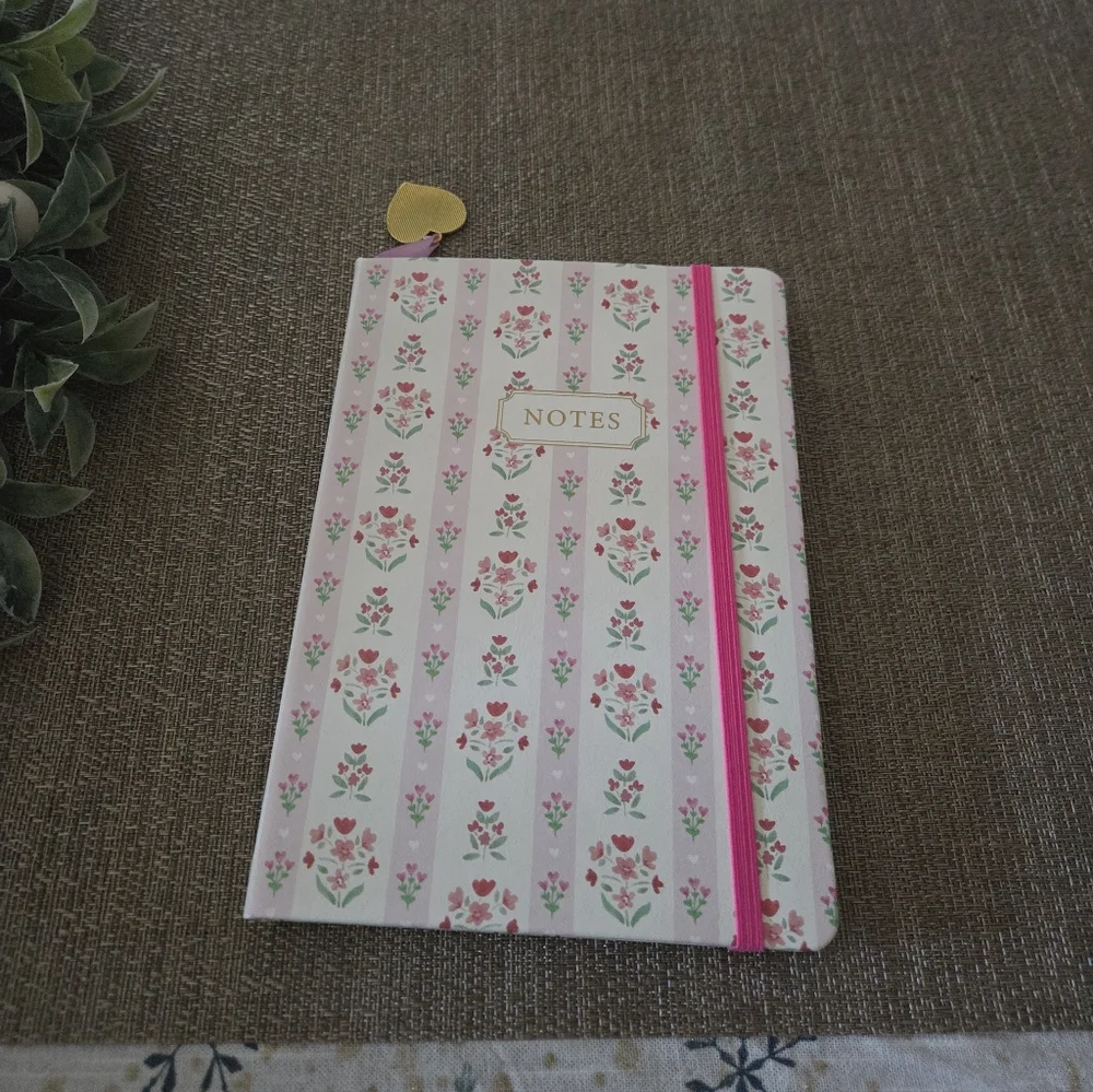 Floral Stripe Notebook with Pink Band